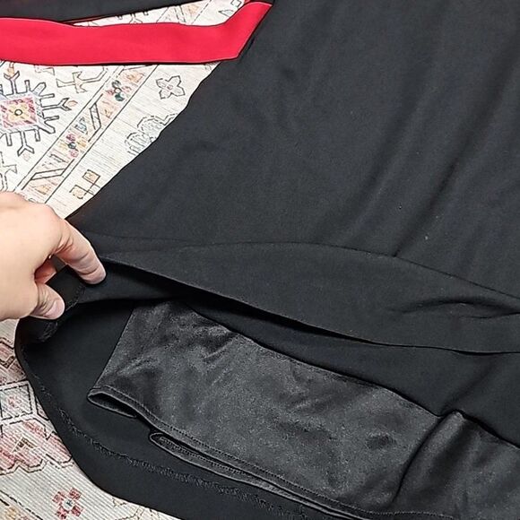 Vintage Black Dress Goth Witchcore Red Peekabo Black Sash Tie Flouce Sleeve - Picture 9 of 9